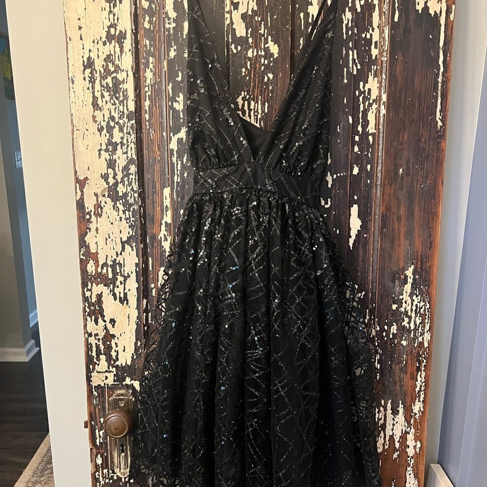 Betsey Johnson Black Sequin Mini Dress